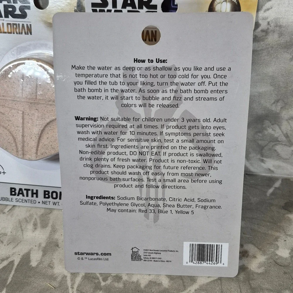 Star Wars The Mandalorian Bath Bomb Set of 3 Bubble Scented Rainbow Color Stream